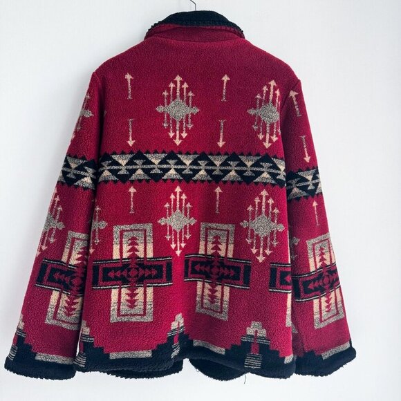 Vintage Northern Reflections Southwestern Print Reversible Fleece Jacket - Picture 1 of 7